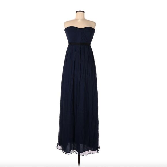 BCBGMaxAzria Dresses & Skirts - BCBGMaxazria 100% silk solid blue strapless gown 8